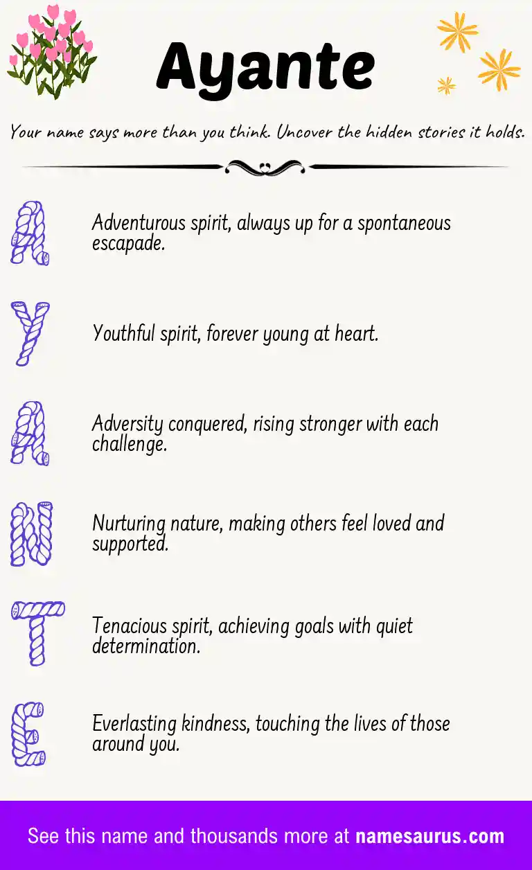 Acrostic poem about Ayante.