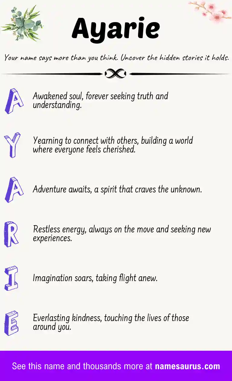 Acrostic poem about Ayarie.