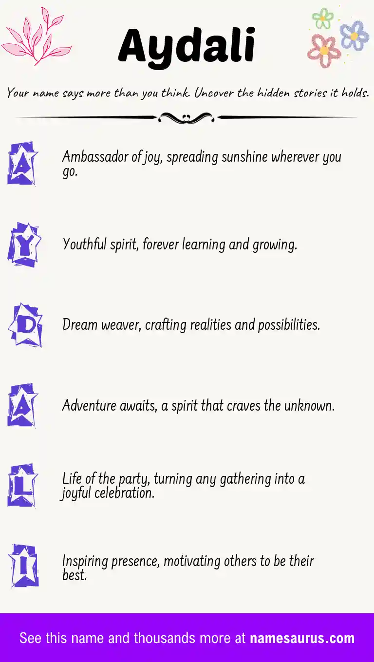 Acrostic poem about Aydali.