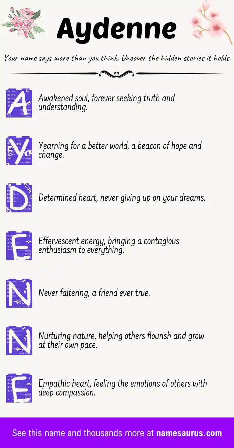Acrostic poem about Aydenne.