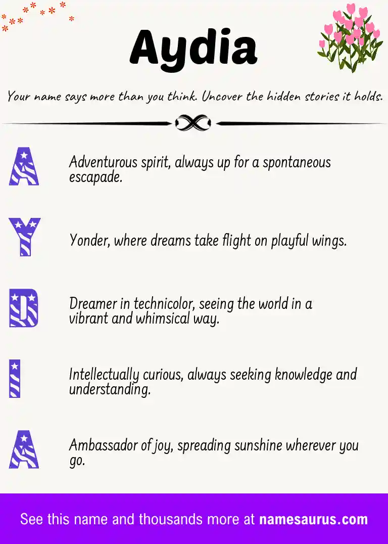 Acrostic poem about Aydia.
