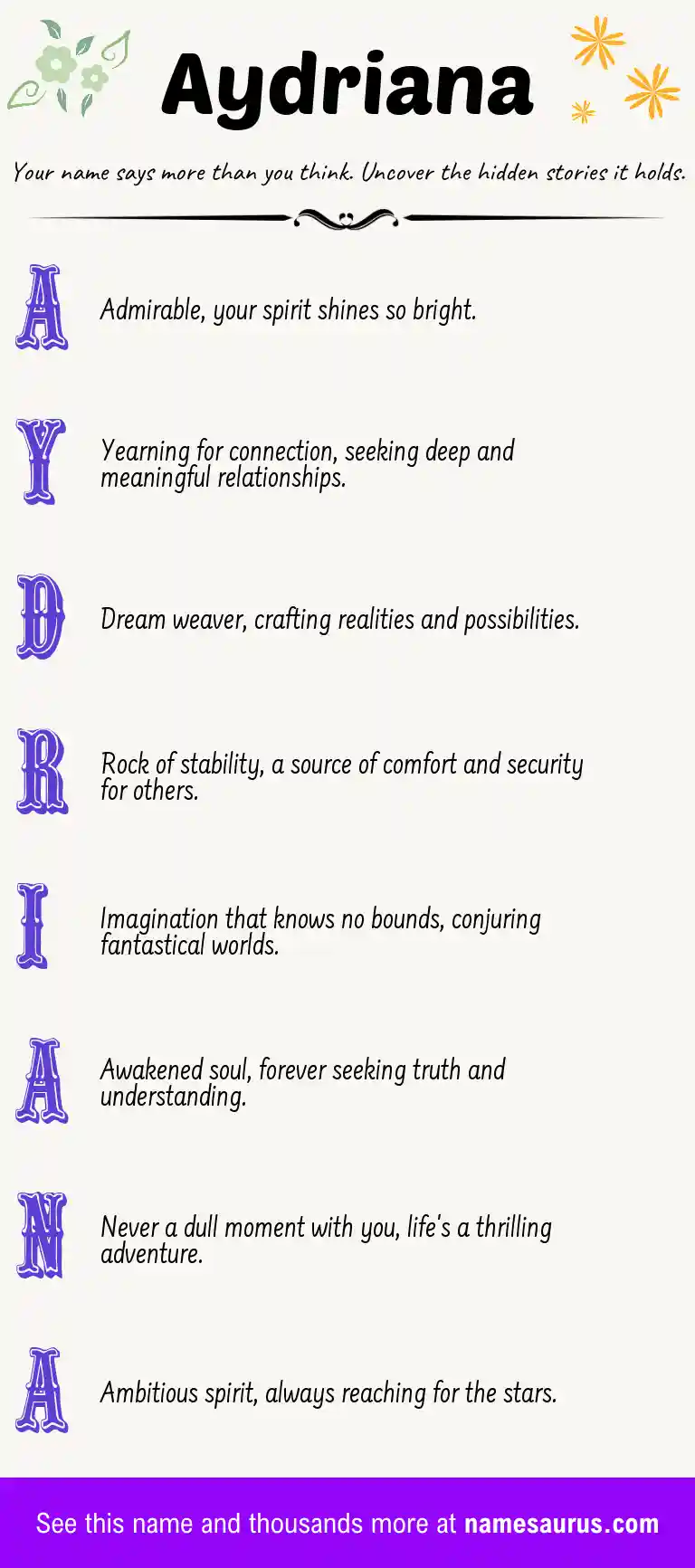 Acrostic poem about Aydriana.