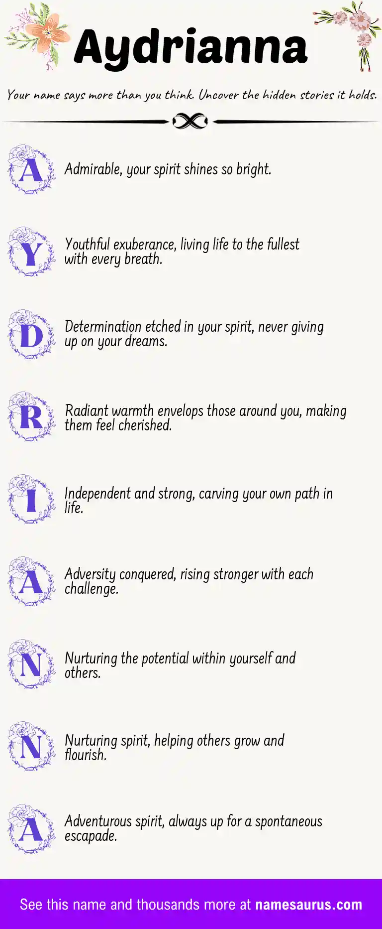 Acrostic poem about Aydrianna.