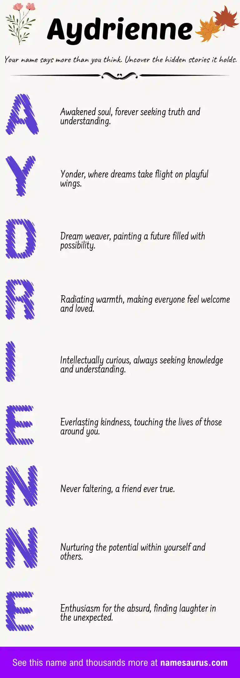 Acrostic poem about Aydrienne.