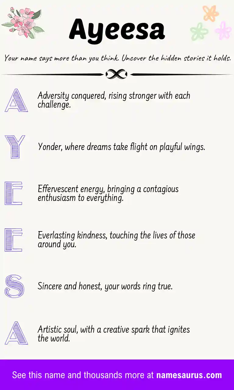 Acrostic poem about Ayeesa.