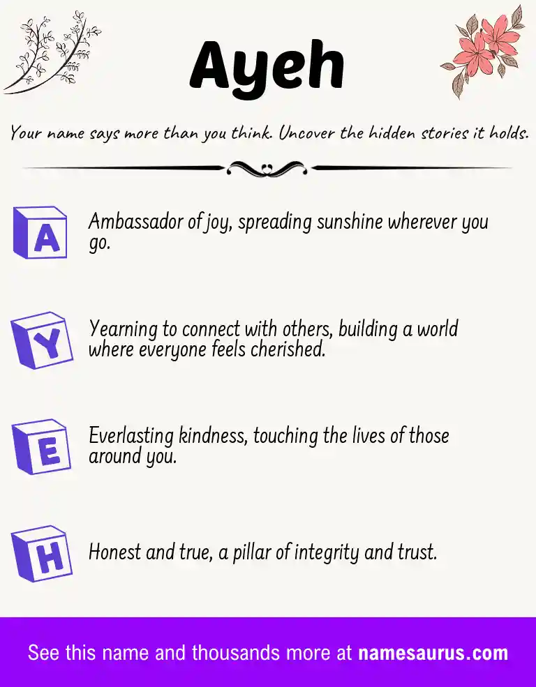 Acrostic poem about Ayeh.
