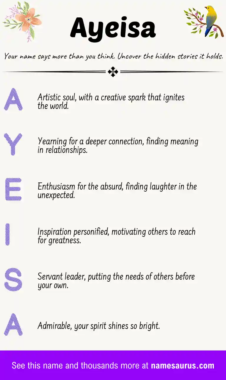 Acrostic poem about Ayeisa.