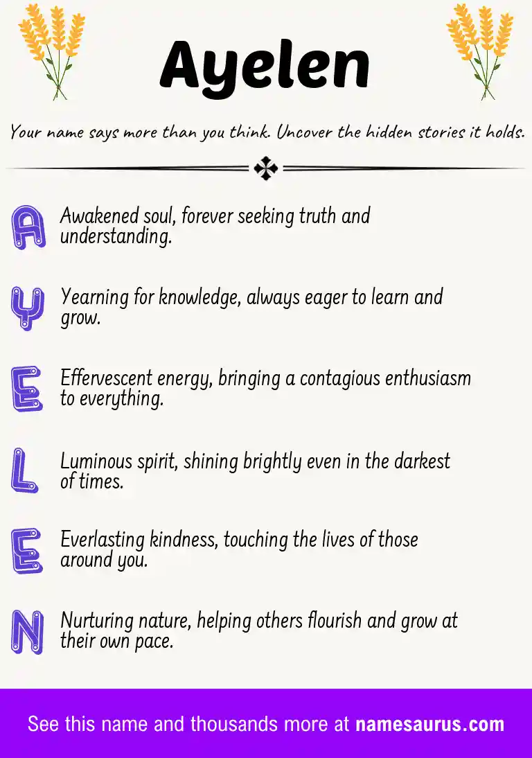 Acrostic poem about Ayelen.