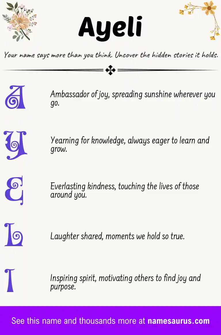 Acrostic poem about Ayeli.