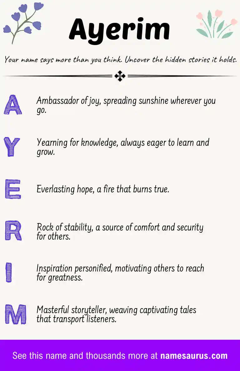 Acrostic poem about Ayerim.