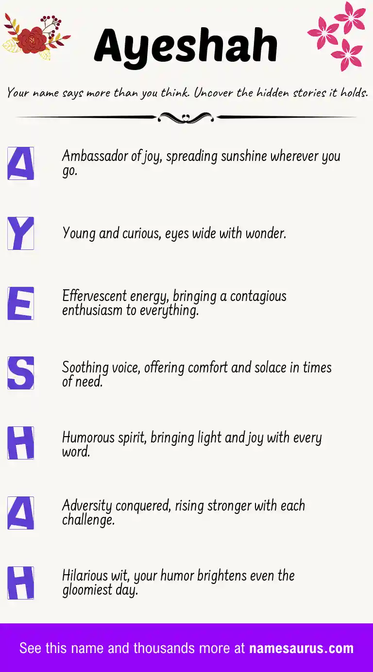 Acrostic poem about Ayeshah.