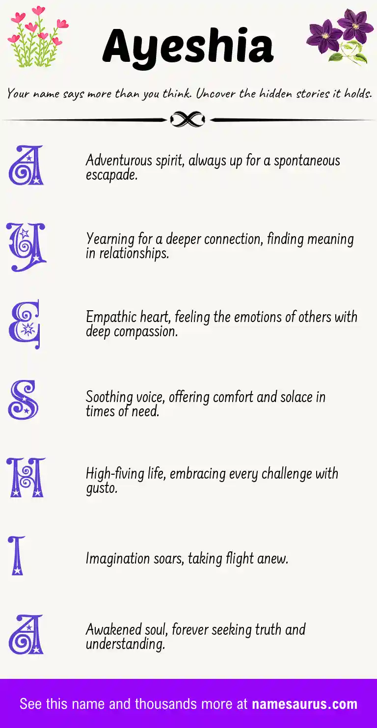 Acrostic poem about Ayeshia.