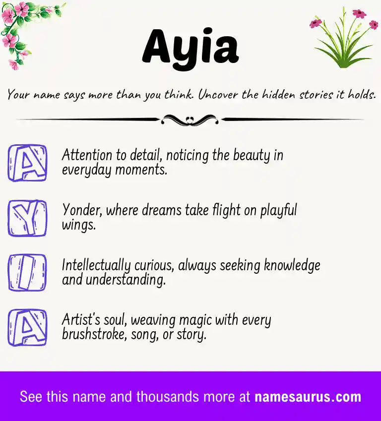 Acrostic poem about Ayia.