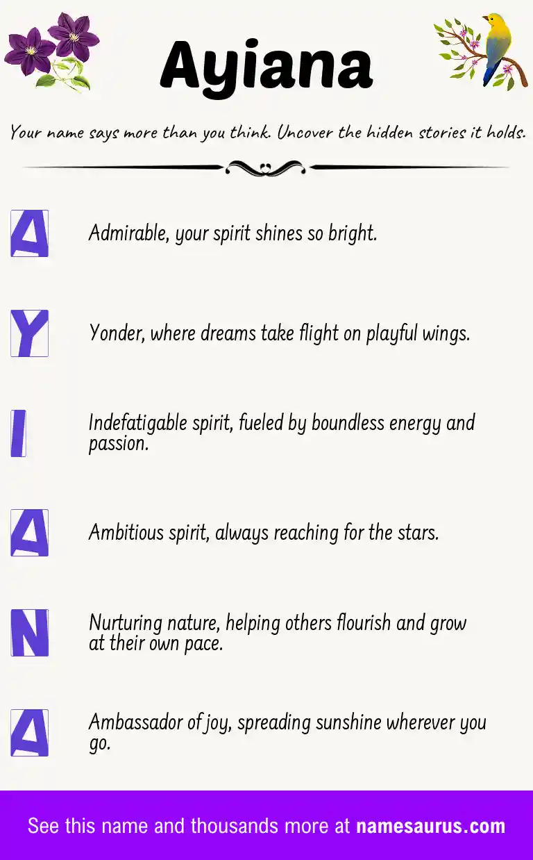 Acrostic poem about Ayiana.