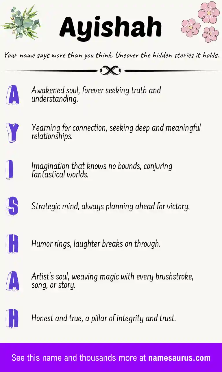 Acrostic poem about Ayishah.