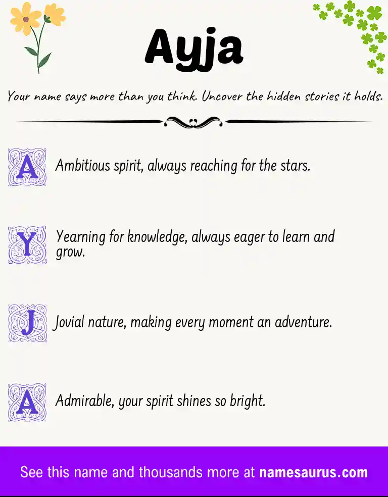 Acrostic poem about Ayja.