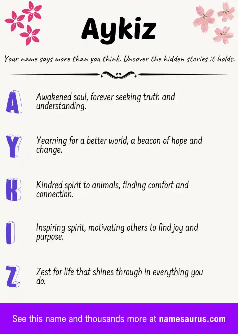 Acrostic poem about Aykiz.