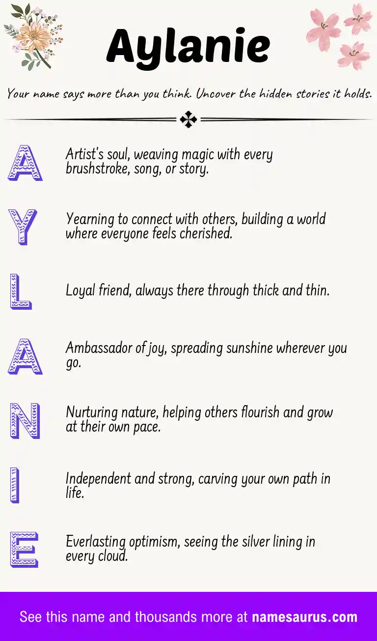 Acrostic poem about Aylanie.