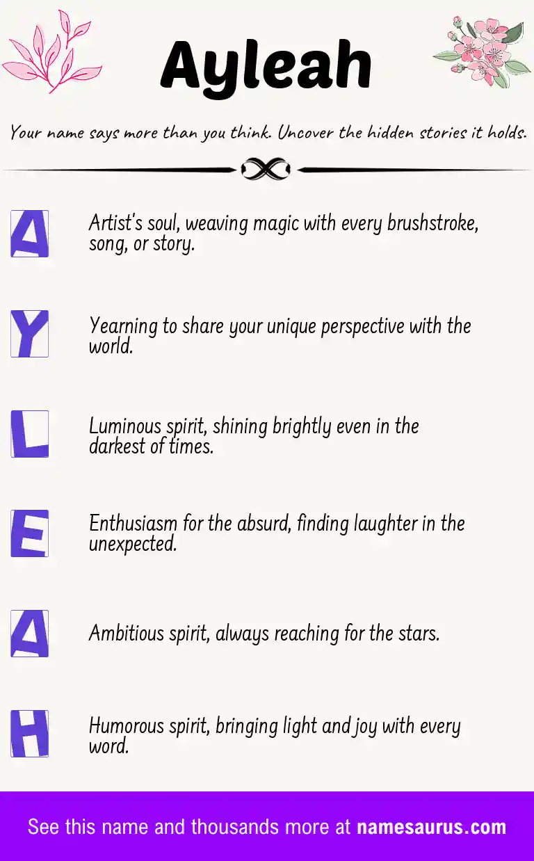 Acrostic poem about Ayleah.