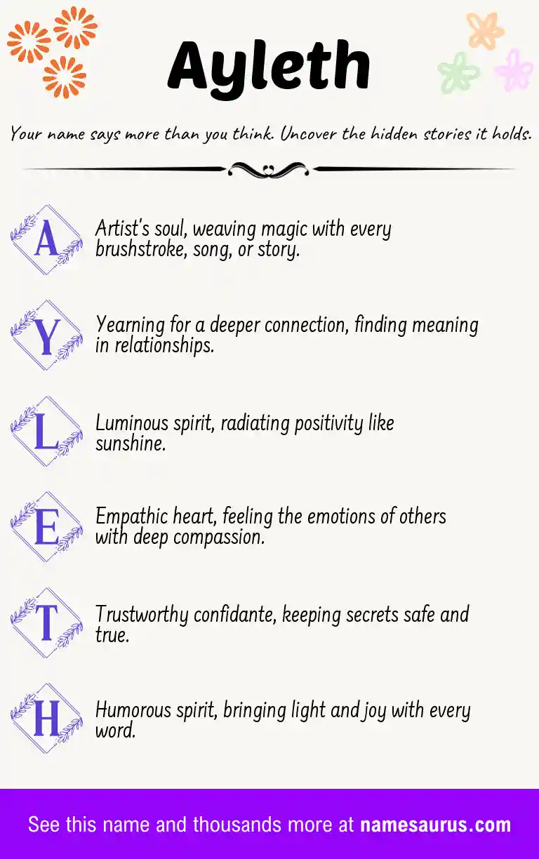 Acrostic poem about Ayleth.