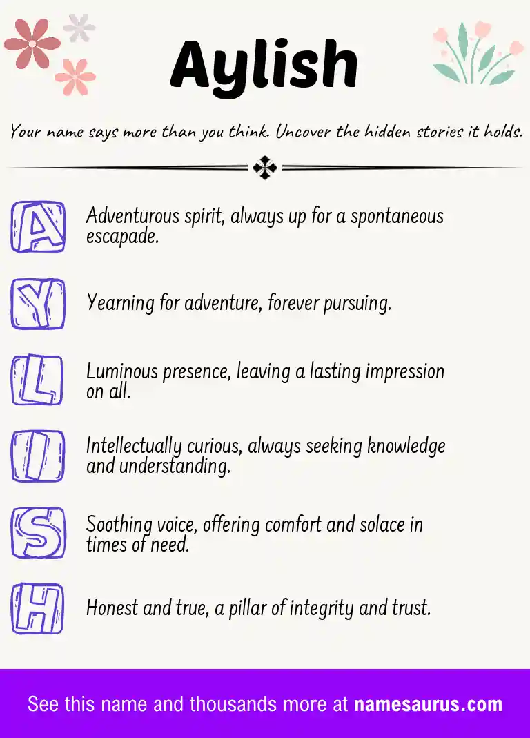 Acrostic poem about Aylish.