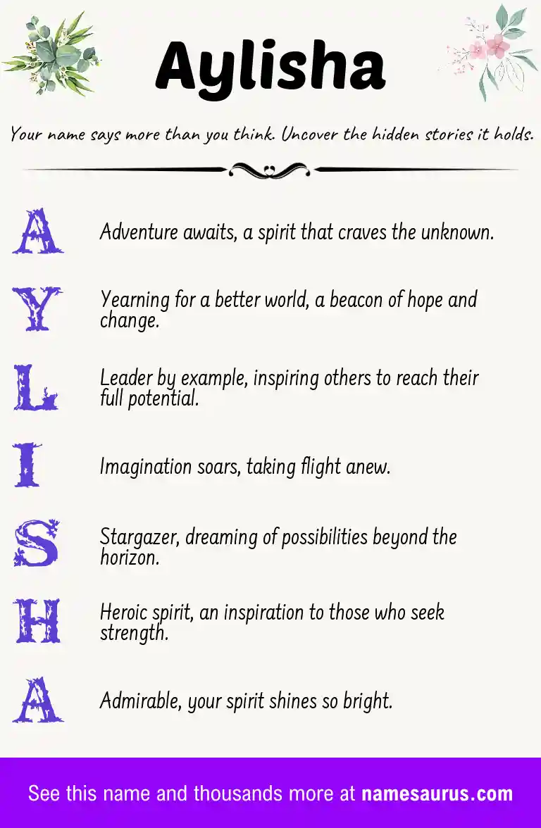 Acrostic poem about Aylisha.