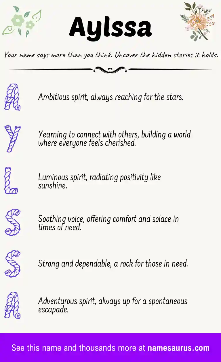 Acrostic poem about Aylssa.