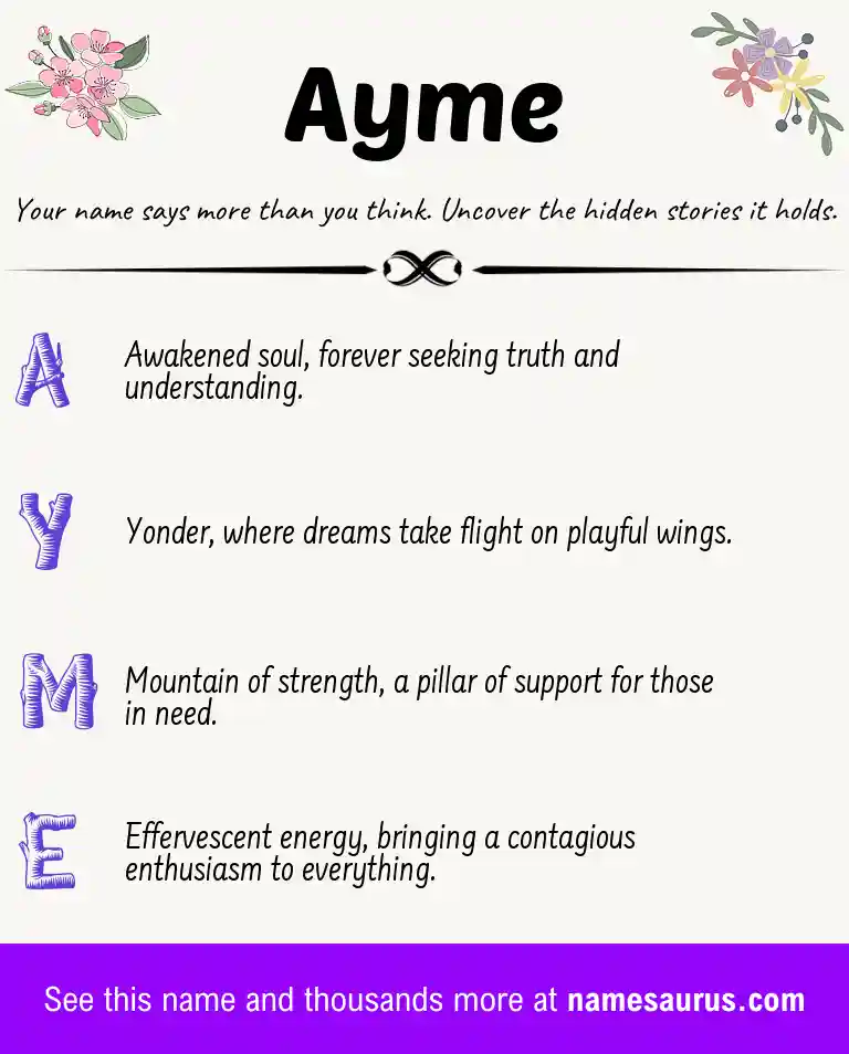 Acrostic poem about Ayme.