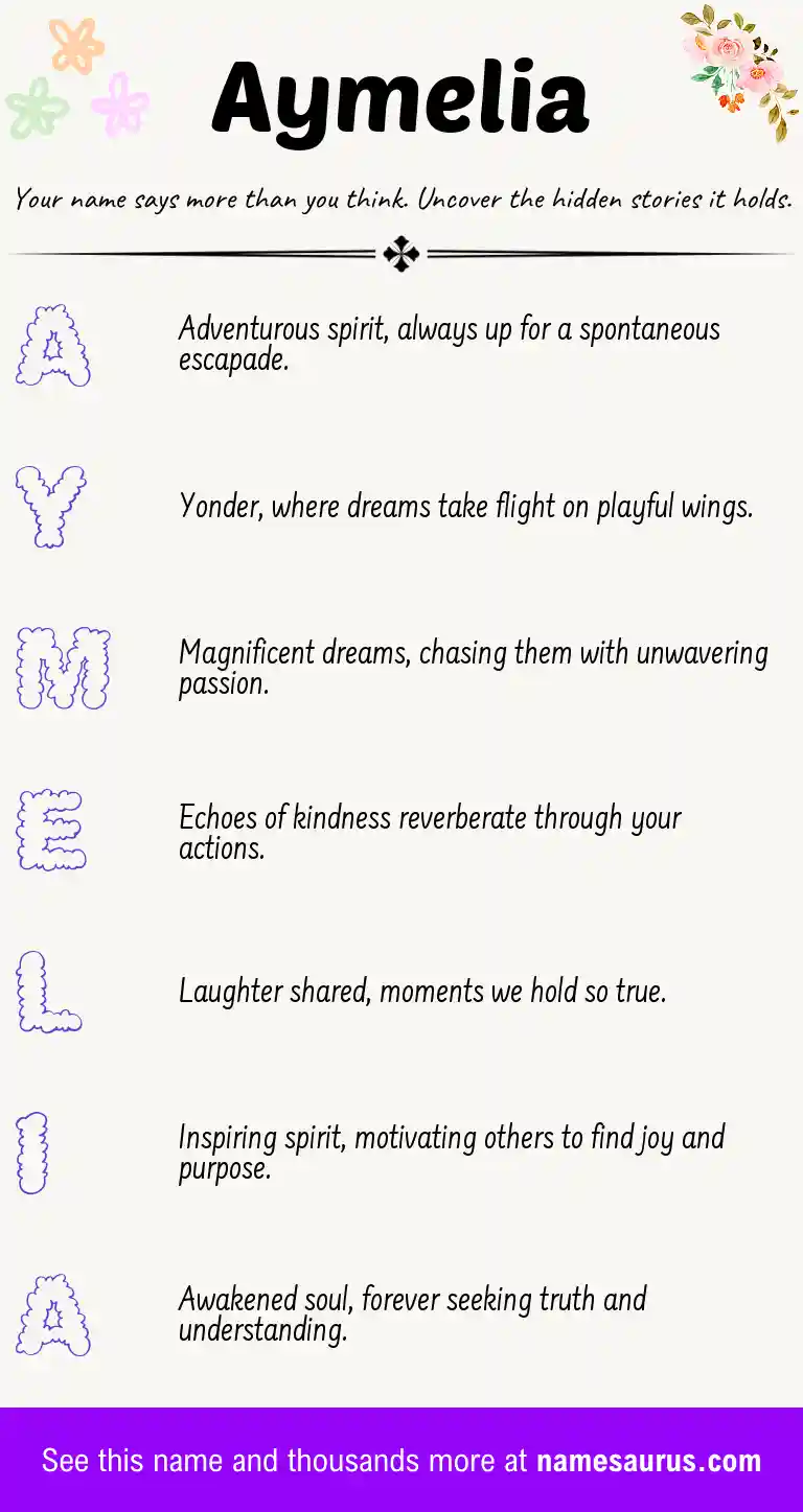 Acrostic poem about Aymelia.