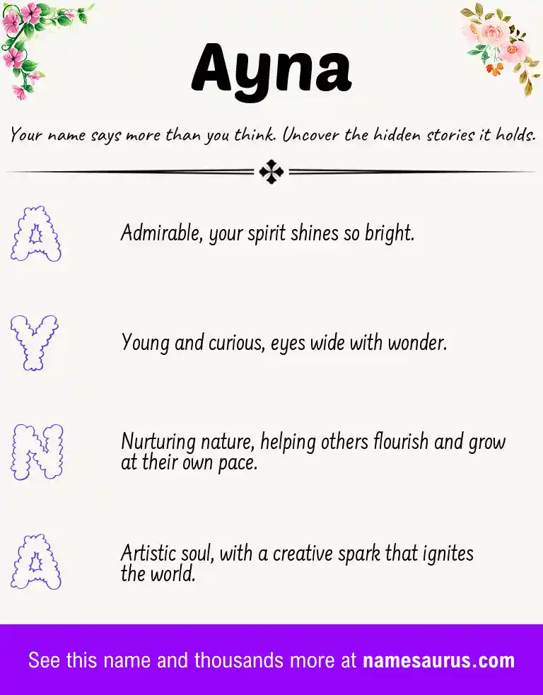 Acrostic poem about Ayna.