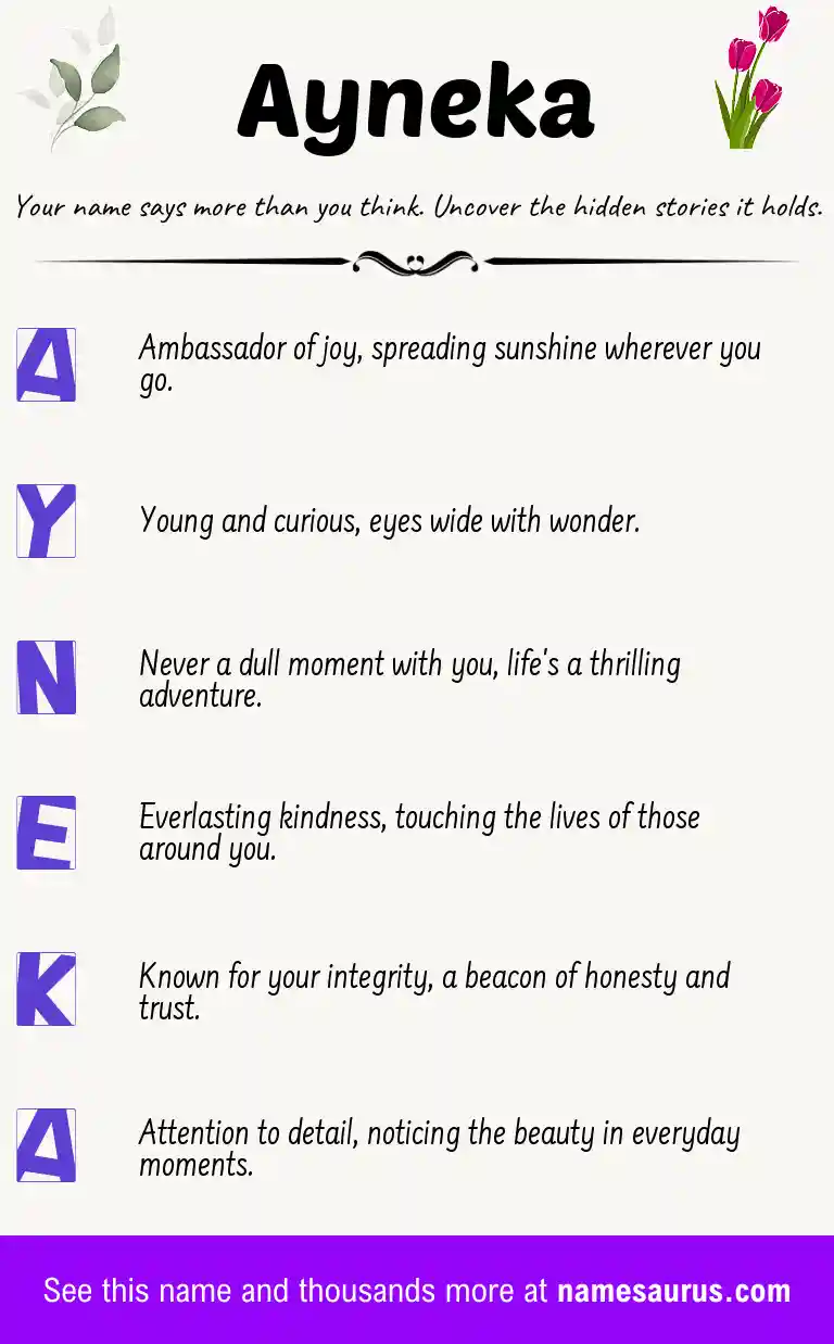 Acrostic poem about Ayneka.