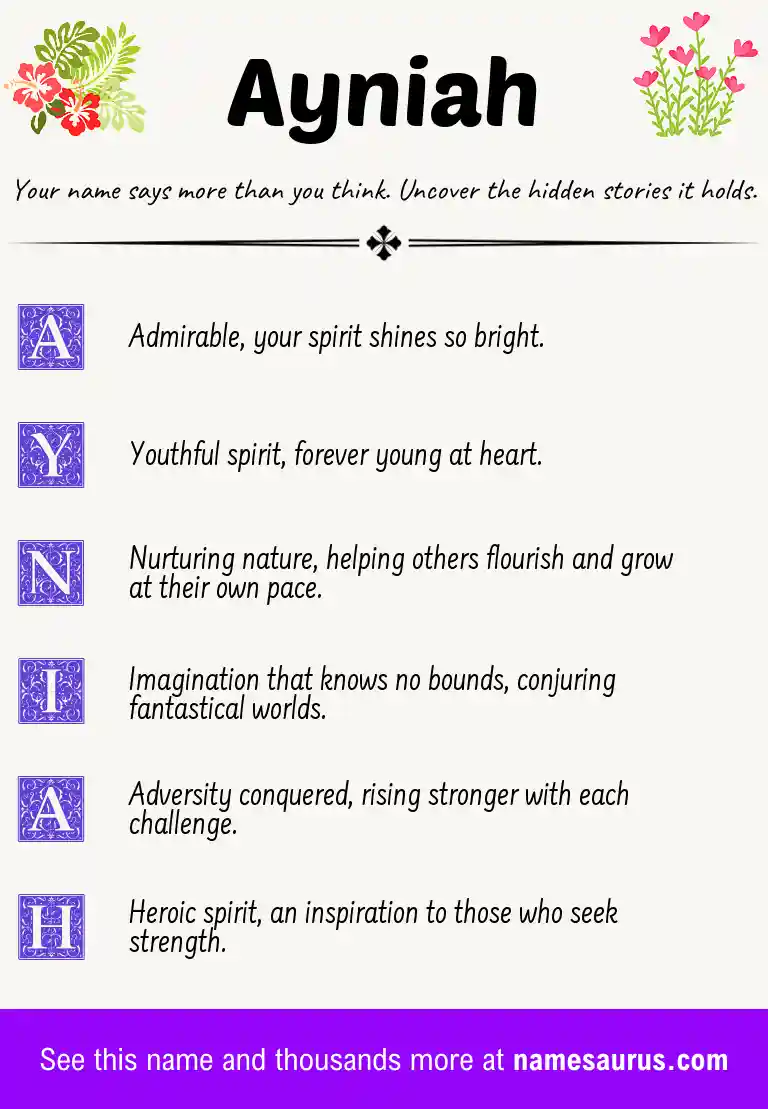 Acrostic poem about Ayniah.