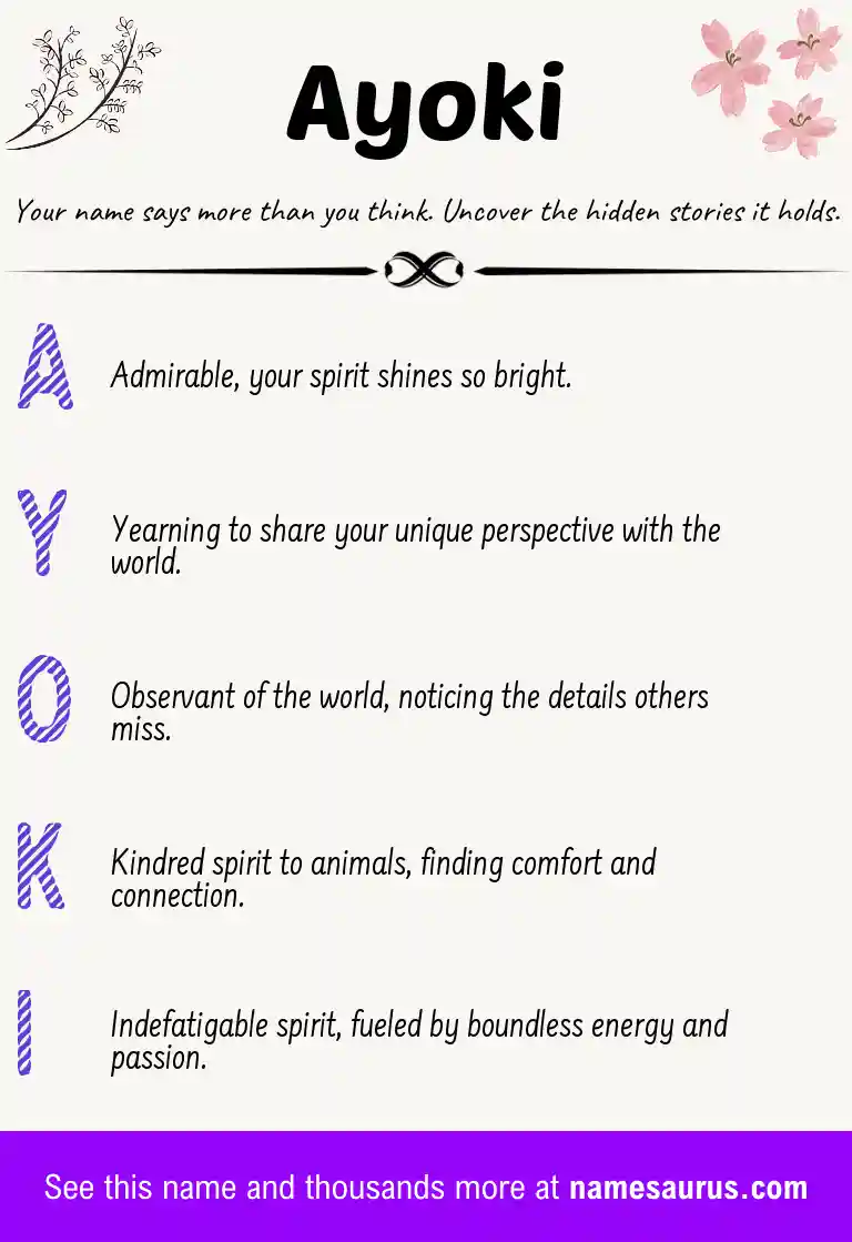 Acrostic poem about Ayoki.