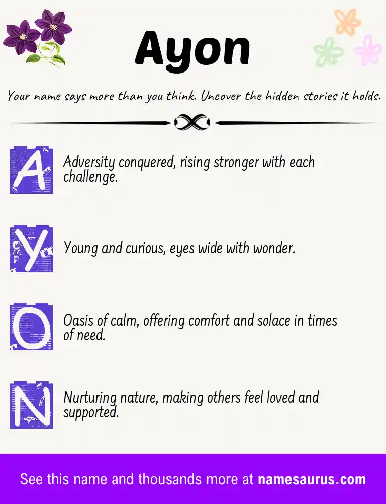 Acrostic poem about Ayon.