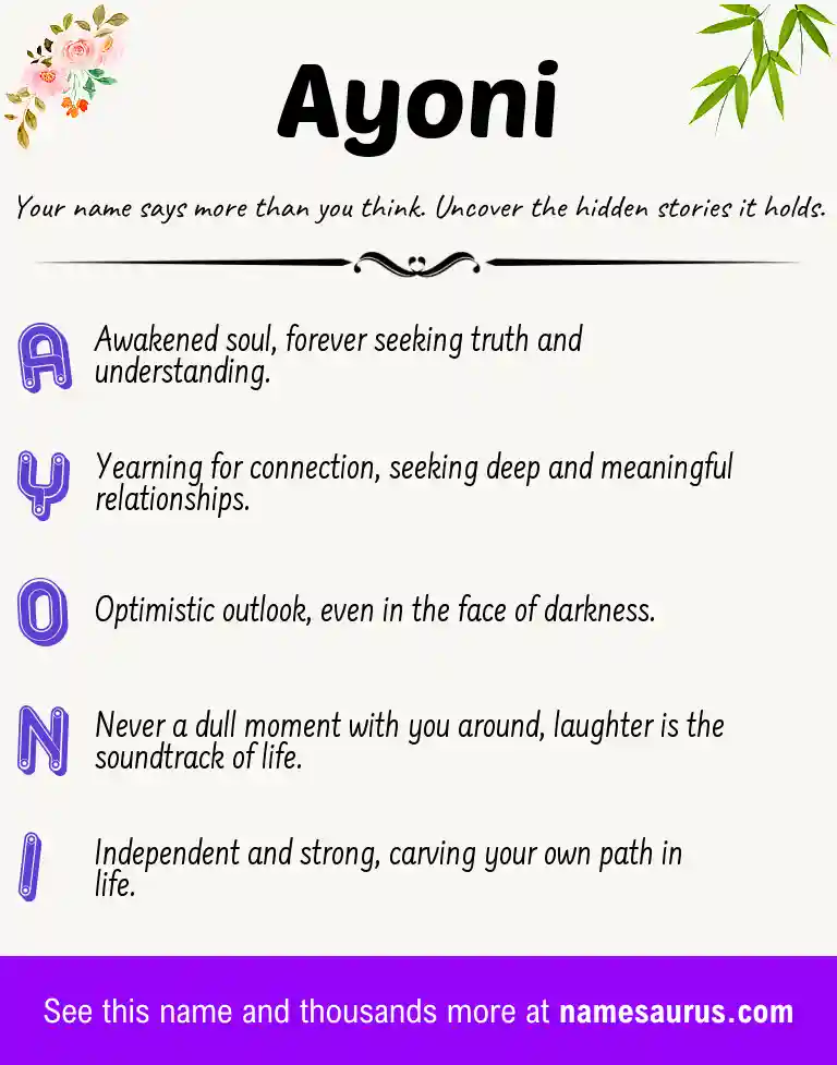 Acrostic poem about Ayoni.