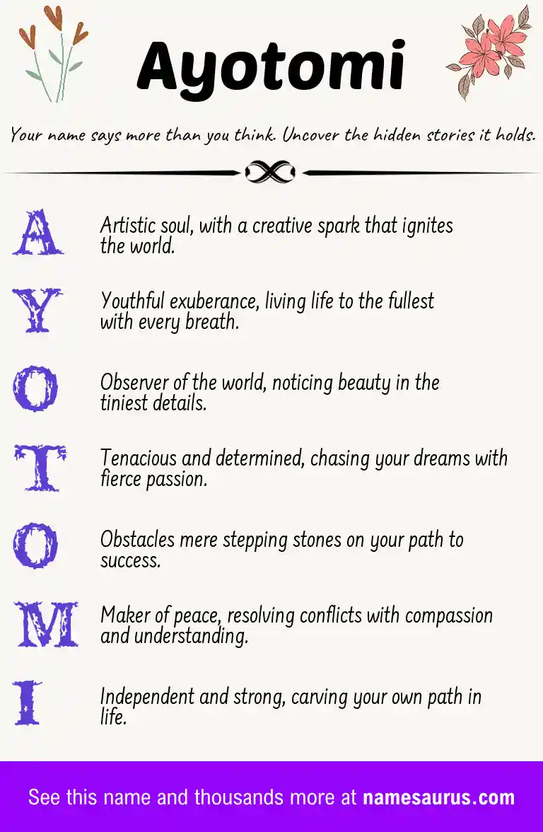 Acrostic poem about Ayotomi.