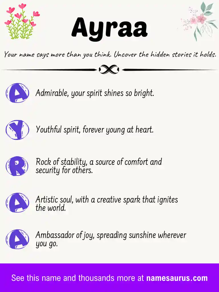 Acrostic poem about Ayraa.