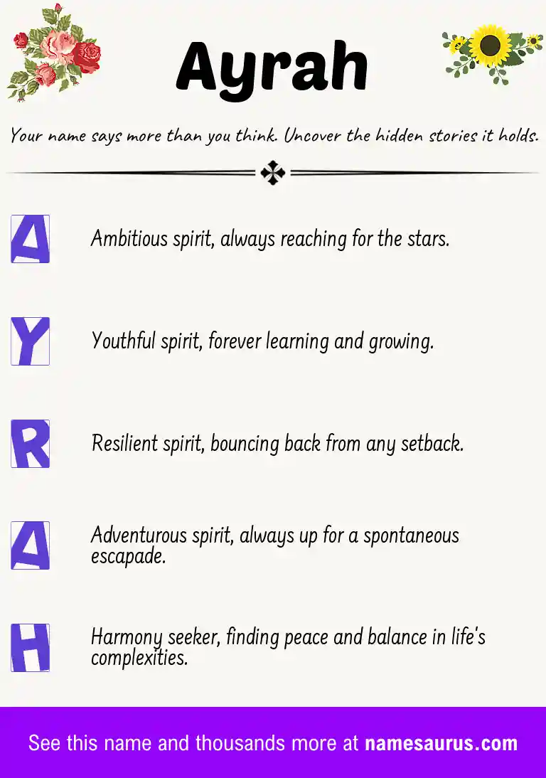 Acrostic poem about Ayrah.
