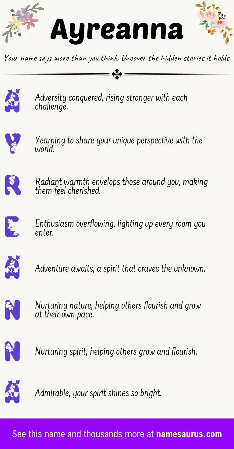 Acrostic poem about Ayreanna.