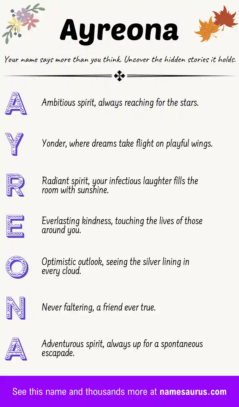 Acrostic poem about Ayreona.