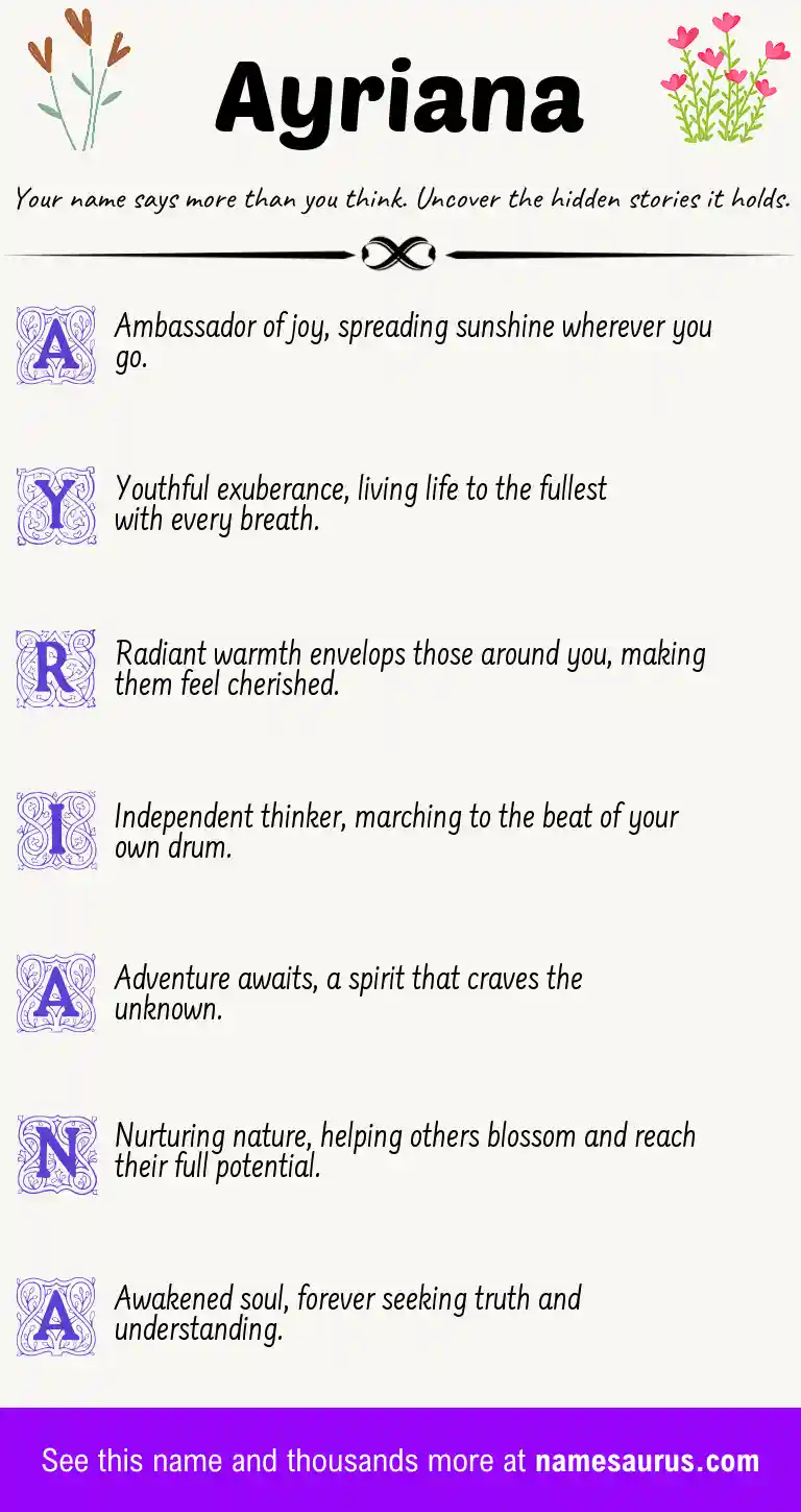 Acrostic poem about Ayriana.