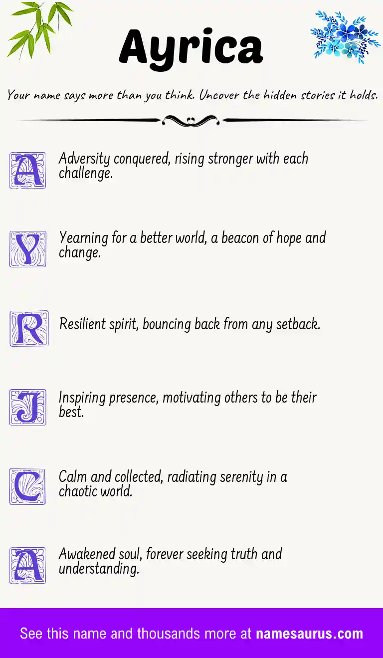 Acrostic poem about Ayrica.