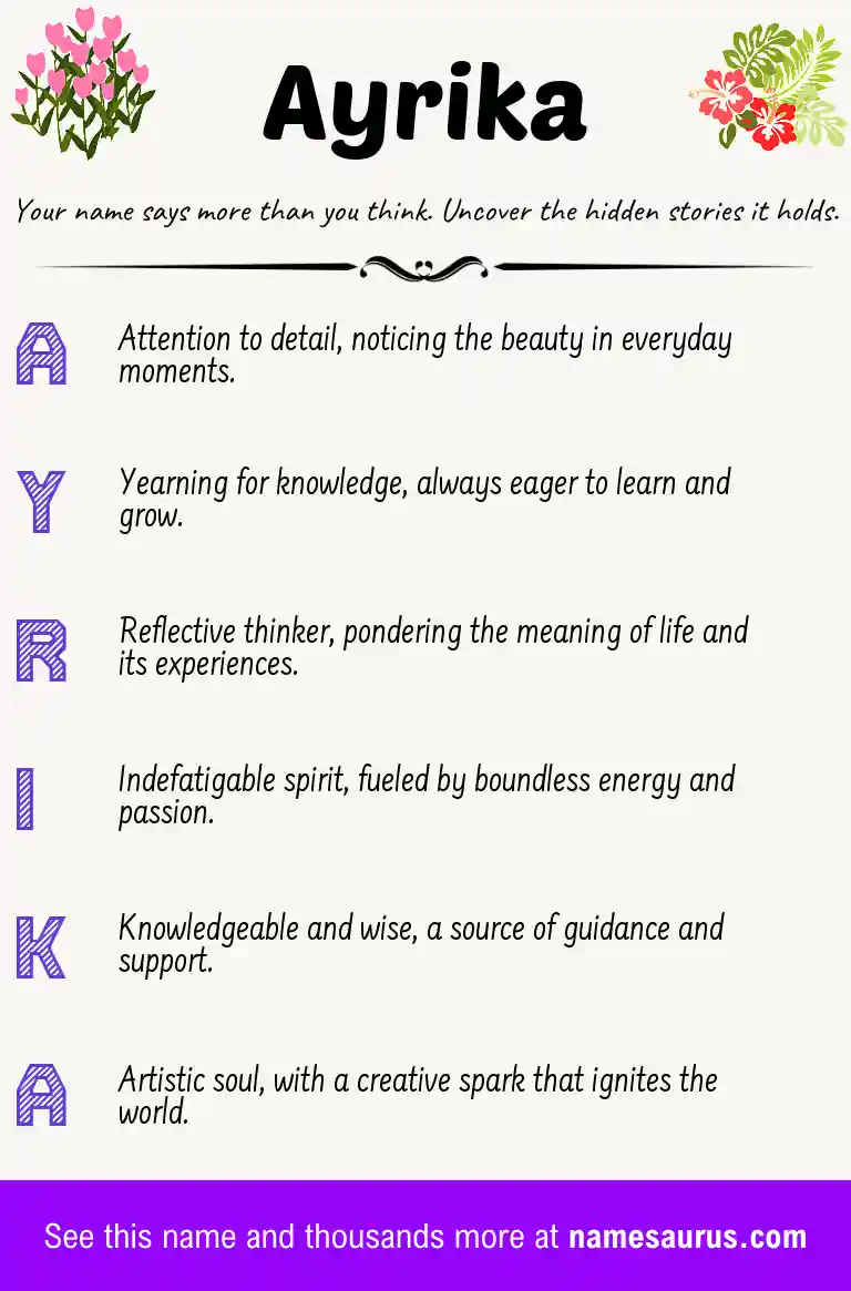 Acrostic poem about Ayrika.