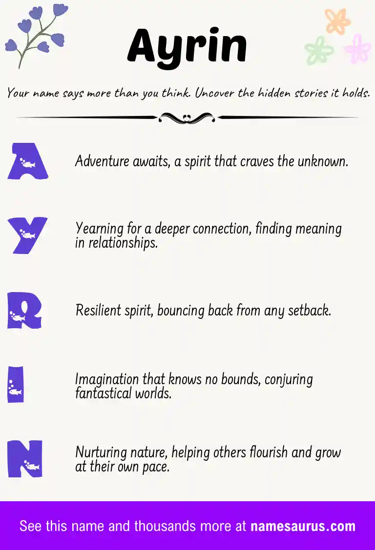 Acrostic poem about Ayrin.