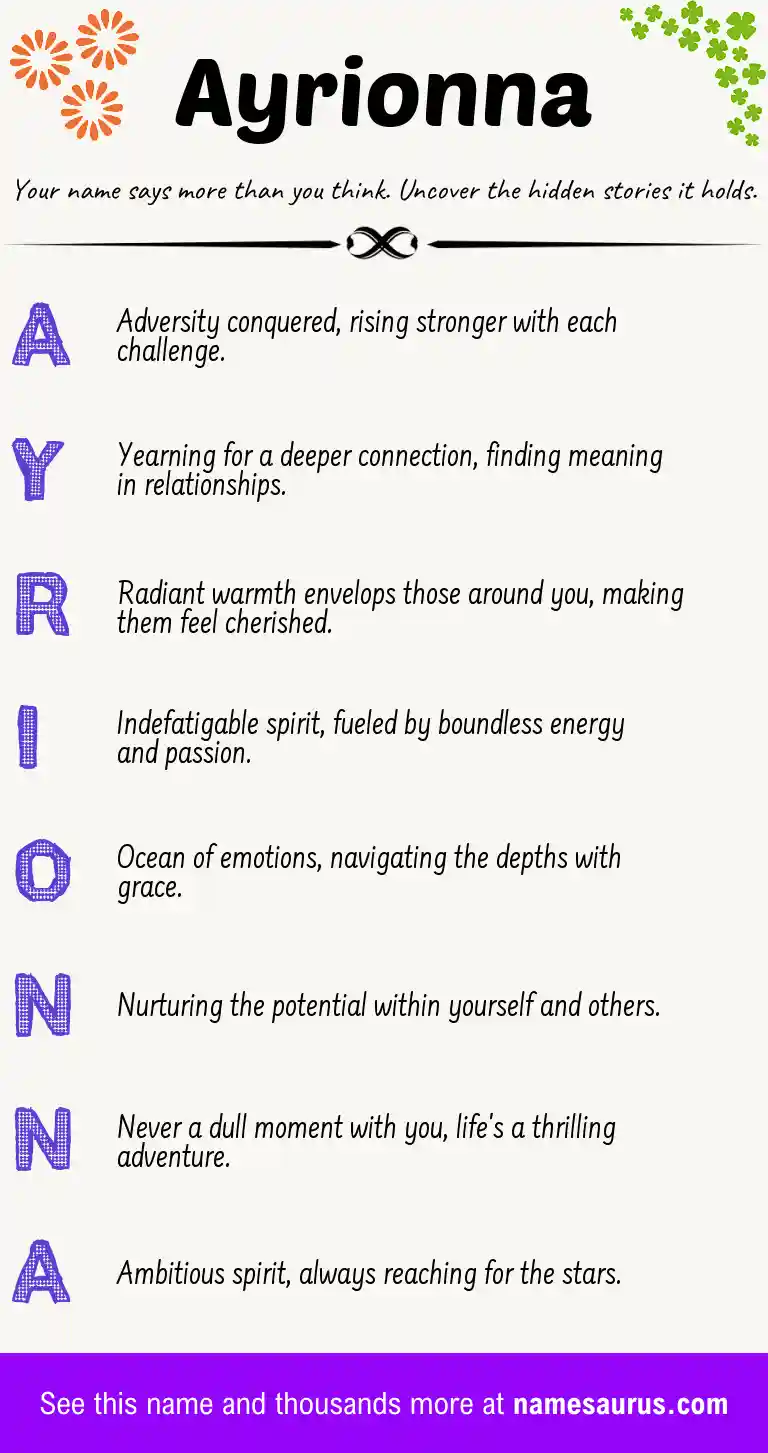 Acrostic poem about Ayrionna.