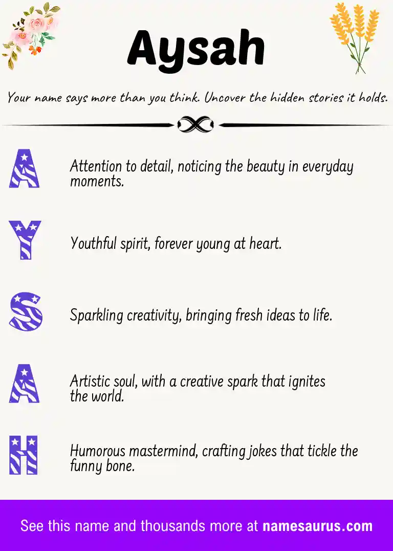 Acrostic poem about Aysah.