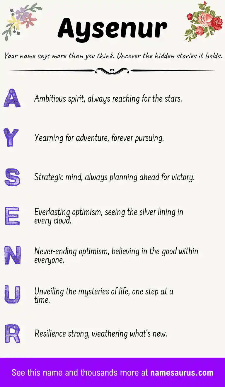 Acrostic poem about Aysenur.