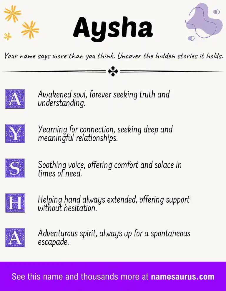 Acrostic poem about Aysha.