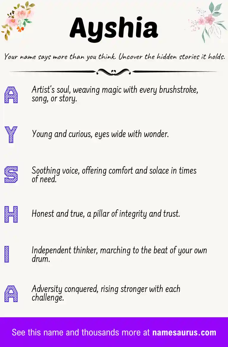 Acrostic poem about Ayshia.