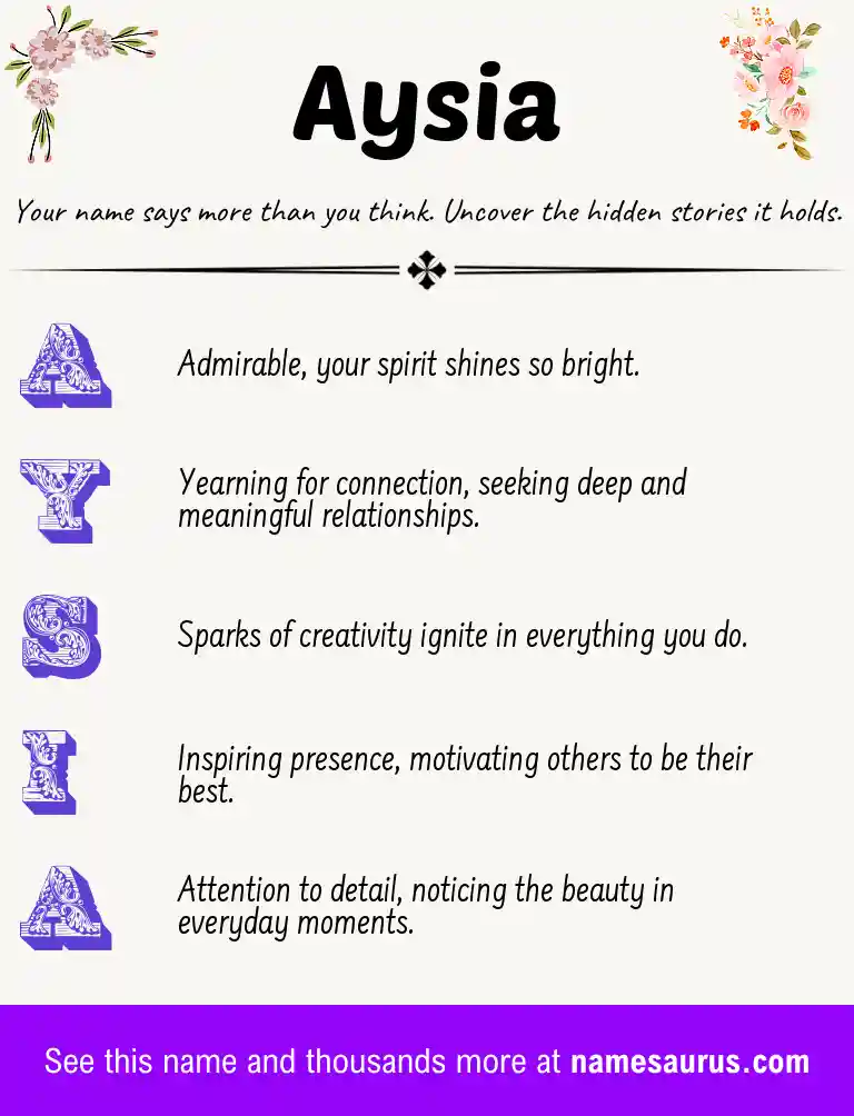 Acrostic poem about Aysia.